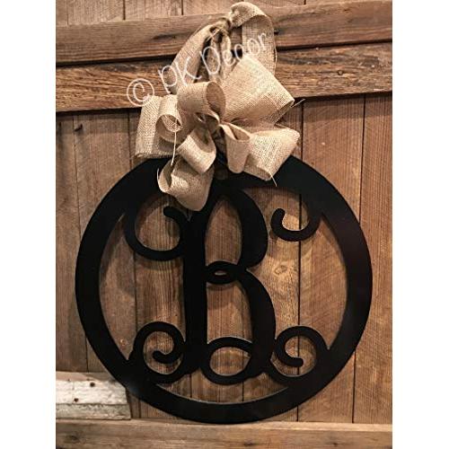 Metal Initial Door Hanger 24 inch ACM Metal Initial Sign Personalized Monogram Gift for Women Initial Door Wreath Metal Sign for Home Decor Metal Wall Decor Housewarming Wedding QUICK SHIPPING