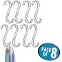 mDesign Metal Wire Over The Rod Hanging Closet Accessory S Hook for Handbags, Belts or Jackets - Snag Free - 8 Pack - Chrome mDesign Metal Wire Over The Rod Hanging Closet Accessory S Hook for Handbags, Belts or Jackets - Snag Free - 8 Pack - Chrome