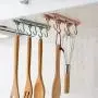 Unilive Foldable Wall Hanging Hook Rack,Strong Adhesive Storage Rack for Kitchen Home Bathroom Towel Clothes Plastic Hanger 6 Hooks Space Saving Racks (Light Blue)