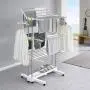 3 Tier Clothes Airer - Stainless Steel Drying Rack Fold-able Rolling Clothes Laundry Dryer Hanger Shoe Rack Adjustable Dry Rail Hanger with Wings and Portable Top Bar 3 Tier Clothes Airer - Stainless Steel Drying Rack Fold-able Rolling Clothes Laundry Dryer Hanger Shoe Rack Adjustable Dry Rail Hanger with Wings and Portable Top Bar