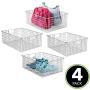 mDesign Large Farmhouse Metal Wire Storage Basket Bin Boxes with Handles for Organizing Closets, Shelves and Cabinets in Bedrooms, Bathrooms, Entryways and Hallways - 16" x 12" x 6" - 4 Pack - Chrome