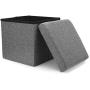 WoneNice Folding Storage Ottoman, Versatile Space-Saving Storage Toy Boxes with Memory Foam Seat, Max Load 100 kg Linen Gray 12 x 12 x 12 Inch