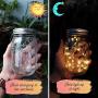[Upgraded] Solar Mason Jar Lid Lights 30 LEDs - 800mAh Battery | Outdoor Decor, Patio Garden Decor, Solar Lantern Table Light | 6-Pack Hangers and Lids String Fairy Firefly Lights/No Jars