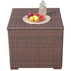 Super Patio Outdoor Patio Storage Box, Brown Wicker Storage Bin Deck Box, 88 Gallon