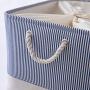 TheWarmHome Basket with Lids Storage Basket Dog Toy Basket Closet Basket Fabric Storage Basket Decorative Basket Rectangular Storage Bin Gift Basket Shoe Basket(Blue Strip,18.9L×15W×11.8H inch)