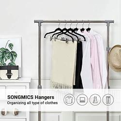 SONGMICS 30-Pack Pants Hangers, 16.7 Inch Velvet Trousers Hangers, with Adjustable Clips, Heavy Duty, Non-Slip, Space-Saving, for Pants, Skirts, Coat, Dresses, Tank Tops, Black UCRF12B30