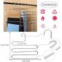 3 Pack Pants Hangers, S-Type Closet Organizer & Stainless Steel Multi Layers Magic Hanger, Space Saver Clothes Rack, Tiered Hanging Storage for Jeans, Scarf, Skirt - (14.17 x 14.96 Inch)