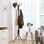SONGMICS Metal Coat Rack 12 Hooks Display Hall Tree for Clothes Hats and Bags Espresso