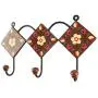 Indianshelf Handmade 1 Artistic Vintage Brown Ceramic Floral Key Hooks Tile Hanger/Hooks for Hanging Coats Indianshelf Handmade 1 Artistic Vintage Brown Ceramic Floral Key Hooks Tile Hanger/Hooks for Hanging Coats