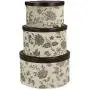 Household Essentials 3-Piece Hat Boxes Set with Faux Leather Lids, Floral Pattern Household Essentials 3-Piece Hat Boxes Set with Faux Leather Lids, Floral Pattern