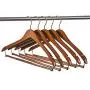 Quality Hangers Wooden Hangers Beautiful Sturdy Suit Coat Hangers with Locking Bar Walnut Finish Gold Hooks (20)