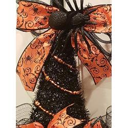 SPIDERS & WITCHES HALLOWEEN DECO MESH WITCH HAT DOOR DECOR - FREE SHIPPING - WREATH HANGER INCLUDED