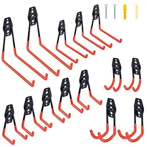 Upgraded Garage Hooks Heavy Duty 14 Pack Garage Organization & Storage System Hooks, Support Up to 87 lbs, Wall Mount Hooks for Organizing Power Tools, ladders, Bikes(Orange) Upgraded Garage Hooks Heavy Duty 14 Pack Garage Organization & Storage System Hooks, Support Up to 87 lbs, Wall Mount Hooks for Organizing Power Tools, ladders, Bikes(Orange)
