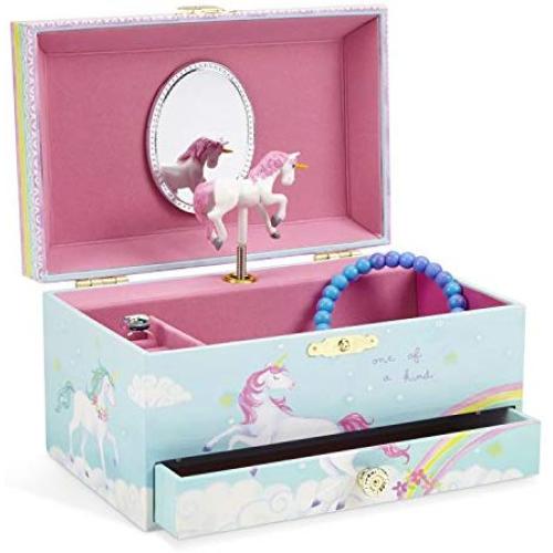 Jewelkeeper Girls Musical Jewelry Storage Boxes with Pullout Drawer, Rainbow Unicorn Design, The Unicorn Tune