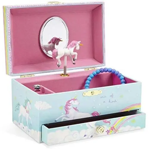 Jewelkeeper Girls Musical Jewelry Storage Boxes with Pullout Drawer, Rainbow Unicorn Design, The Unicorn Tune Jewelkeeper Girls Musical Jewelry Storage Boxes with Pullout Drawer, Rainbow Unicorn Design, The Unicorn Tune