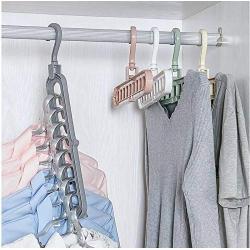 10PC Random Color Creative 3D Space Saving Hanger Magic Clothes Hanger 9Hole Towel Hook Closet Organizer Rack Decoration