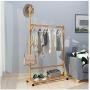 GGYDD Single Rail Bamboo Garment Rack, 8 Side Hook Tree Stand Rolling Coat Hanger for Jacket,Umbrella,Clothes,Hats,Scarf,Handbags-a 60x176cm(24x69inch)