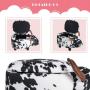 TREXM Have-Fun Series Upholstered Ride-on Storage Ottoman Footrest Stool with Vivid Adorable Animal Shape Storage Box,Black and White Cow