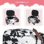 TREXM Have-Fun Series Upholstered Ride-on Storage Ottoman Footrest Stool with Vivid Adorable Animal Shape Storage Box,Black and White Cow