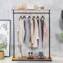 HANS CAO Heavy Iron Wood Clothes Rack, Garment Hanger, Floor Display Stand with Storage Shelf, Shoe Bag Display Rack, Retail Display Clothing Racks with Shelves HANS CAO Heavy Iron Wood Clothes Rack, Garment Hanger, Floor Display Stand with Storage Shelf, Shoe Bag Display Rack, Retail Display Clothing Racks with Shelves