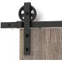 ZEKOO Antique Rustic Style Sliding Aluminum Barn Door Hardware Black Steel Rollers Hanger (Big Wheel-Style)