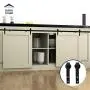 Hahaemall New Design Mini J-Shape Hangers Sliding Barn Door Hardware Track Roller Hanging Kit (10FT Mini J-Shape Double Kit)