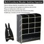 Marbrasse Wooden Desk Organizer, Multi-Functional DIY Pen Holder Box, Desktop Stationary, Home Office Supply Storage Rack with Drawer (B12-Black)