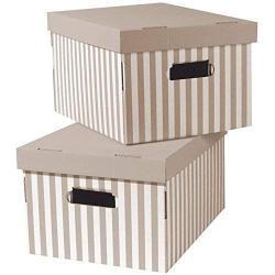 Compactor Set of 2 Storage Boxes in Corrugated Cardboard, with Handles, Stackable, Taupe, 40 x 31 x H. 21 cm, RAN4583