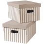 Compactor Set of 2 Storage Boxes in Corrugated Cardboard, with Handles, Stackable, Taupe, 40 x 31 x H. 21 cm, RAN4583