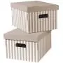 Compactor Set of 2 Storage Boxes in Corrugated Cardboard, with Handles, Stackable, Taupe, 40 x 31 x H. 21 cm, RAN4583