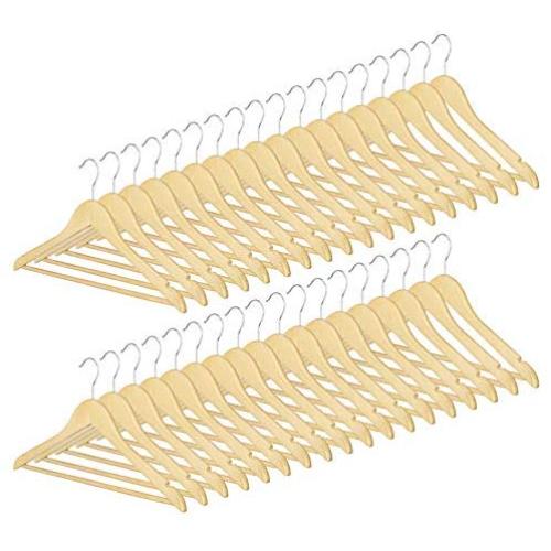 Whitmor Natural Grade Wood Suit Hangers, Set of 36