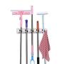 ONMIER Mop and Broom Holder, Multipurpose Wall Mounted Organizer Storage Hooks, Ideal Tools Hanger for Kitchen Garden, Garage, laundry room (5 Position 6 Hooks)