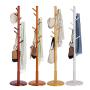 Coat Rack Standing, Solid Wood Coat Rack Floor Hanger Bedroom Clothes Rack, 8 Hooks, Disc Base (Color : Goose Yellow)
