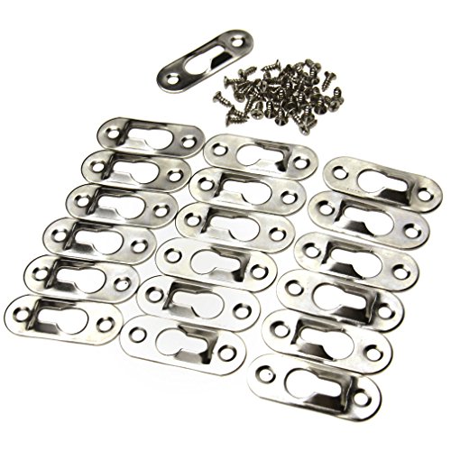 20pcs Metal Keyhole Hanger Fasteners for Picture Frames Mirrors Cabinet