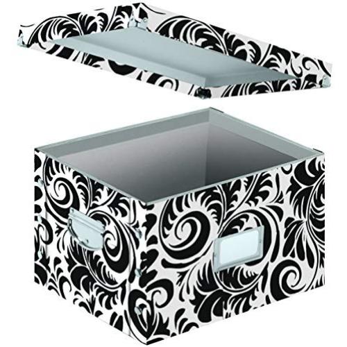 Snap-N-Store Letter and Legal Size File Box, Interior Dimensions 9.5 x 14.75 x 12.25 Inches, Black and White Scroll Design (SNS01835)