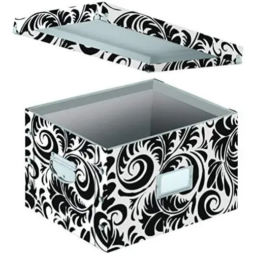 Snap-N-Store Letter and Legal Size File Box, Interior Dimensions 9.5 x 14.75 x 12.25 Inches, Black and White Scroll Design (SNS01835) Snap-N-Store Letter and Legal Size File Box, Interior Dimensions 9.5 x 14.75 x 12.25 Inches, Black and White Scroll Design (SNS01835)
