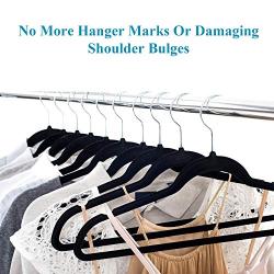 VECELO Premium Velvet Suit Hangers Heavy Duty (50 Pack) - Non Slip & Space-Saving Clothes Hangers with 6 Finger Clips and Tie Rack Excellent for Men and Women (Black)