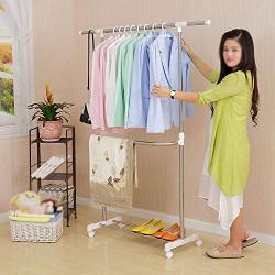 PLLP Drying Rack Hangers Airer Clothes Stainless Steel Extended Single Rod Floorstanding Lift Indoor Balcony Bedroom Drying Rack Clothes Rack