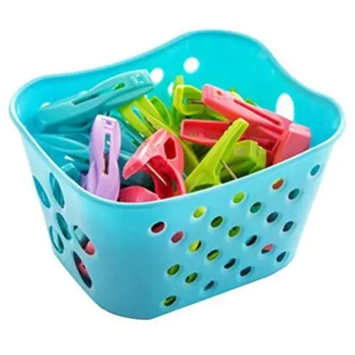 George Jimmy 30 PCS Laundry Clothespin Clothes Hanger Lines Clips with Basket Drying Rack Pin
