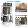 VIPEK 2 Tiers Wire Garment Rack Clothes Rack Portable Clothes Wardrobe Compact Wardrobe Storage Rack Organizer Hanger Bar Metal Clothing Shoe Rack with PP Wheels Side Hooks