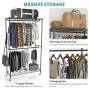 VIPEK 2 Tiers Wire Garment Rack Clothes Rack Portable Clothes Wardrobe Compact Wardrobe Storage Rack Organizer Hanger Bar Metal Clothing Shoe Rack with PP Wheels Side Hooks