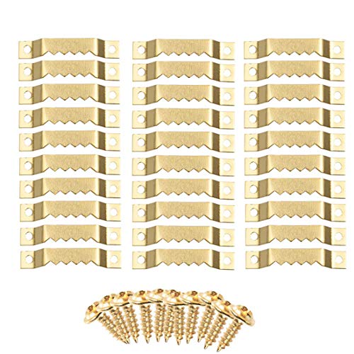 30pcs Photo Frame Hangers,Metal Sawtooth Hanging Accessories for Picture Hanging Double Hole with 60pcs Screws