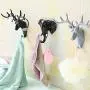 3Pcs Antler Head Coat Hooks Wall Mounted Clothes Hanger Animal Shaped Wall Hook Hanger for Hanging Hat Scarf Bag Key Black White Grey