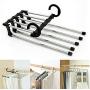 5pcs Random Color Fashion 5 in 1 Pant Rack Shelves Stainless Steel Clothes Hangers Multi-Functional Wardrobe Magic Hanger