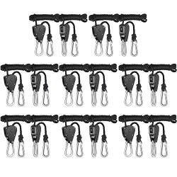 Rope Clip Hanger, Sopito 8 Pairs 1/8 inch Adjustable Heavy Duty Rope Hanger - Reinforced Metal Internal Gears Ratchets, Loose-Proof Design, 8-ft Long & 150lbs Weight Capacity