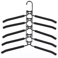 SUPOW Clothes Hangers, 5 in 1 Multi-layer Nop-Slip Wardrobe Clothes Rack Metal Space Saver Clothes Storage Clothes Rack for jacket, Coat, Sweater,Trousers, Shirt, T-Shirt, Ect. (Kids size)(Black.)