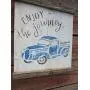 Vintage look ENJOY THE JOURNEY old time vintage TRUCK weathered wood sign with burlap hanger antique style old time font