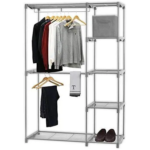 Simple Houseware Freestanding Clothes Garment Organizer Closet, Silver Simple Houseware Freestanding Clothes Garment Organizer Closet, Silver