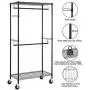 Finnhomy Heavy Duty Rolling Garment Rack Clothes Rack with Double Hanger Rods and Shelves, Portable Closet Organizer with Wheels, 1″ Diameter Thicken Steel Tube Hold Up to 300Lbs, Black Finnhomy Heavy Duty Rolling Garment Rack Clothes Rack with Double Hanger Rods and Shelves, Portable Closet Organizer with Wheels, 1″ Diameter Thicken Steel Tube Hold Up to 300Lbs, Black