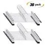 IEOKE Pant Hangers, Skirt Hangers with Clips Metal Trouser Clip Hangers for Heavy Duty Ultra Thin Space Saving (30pack)